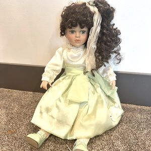 Porcelain doll with bunny hop skirt